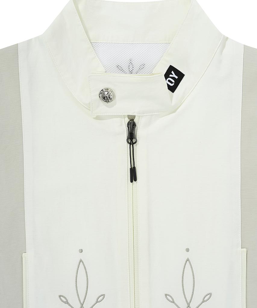 Openyard(Oy) Tribal Logo Double Zipper Track Jacket - Cream