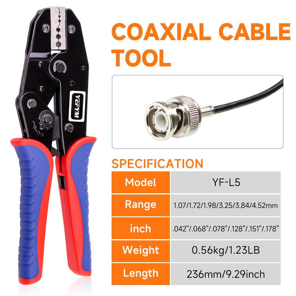 Coaxial Wire Cable Optical Brazing BNC Surveillance Video Terminal Crimping Pliers Hand-Powered Hexagonal Pliers Options YF-L5