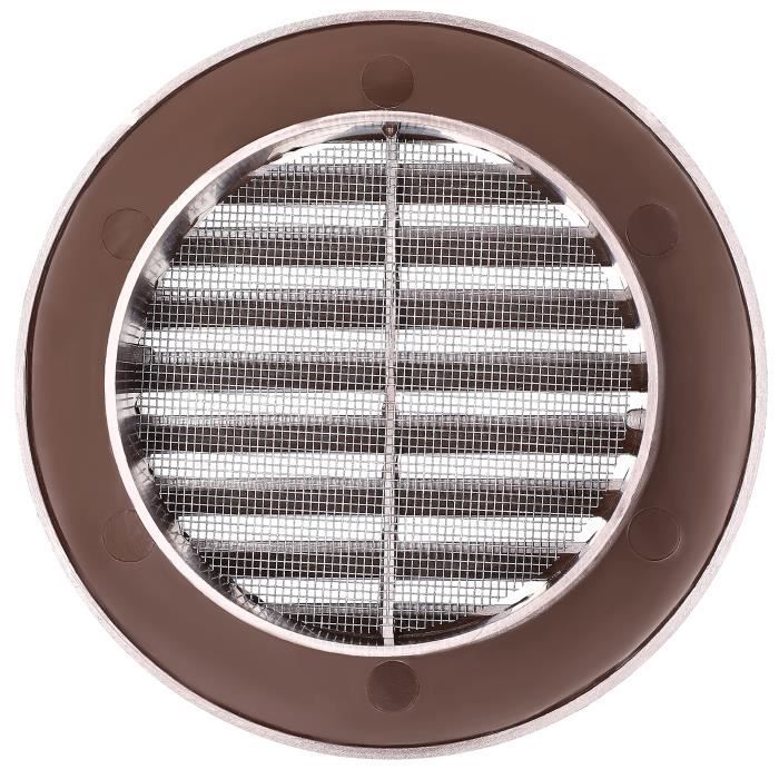 Grille D'aération - KOTARBAU - Ronde - Diamètre 100 Mm - Plastique Marron - Moustiquaire Intégrée
