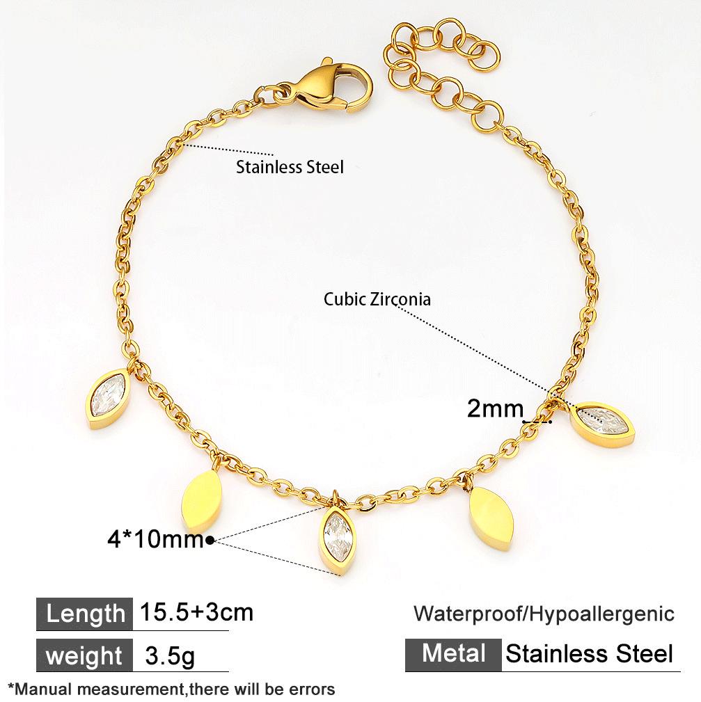 Versatile Titanium Steel Zircon Bracelets: Shiny Stackable Water Drop Design for Couples. золотой