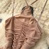 European and American fashion celebrity temperament neck dress women's clothing design irregular folds slim and thin beach dress