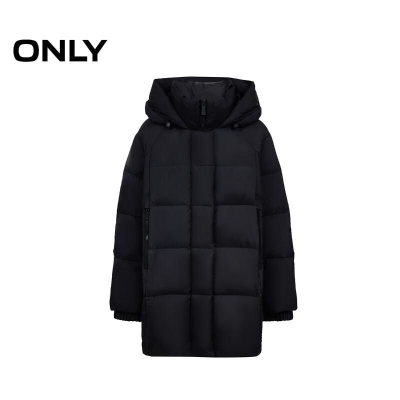 ONLY Women's 90% White Duck Down Mid-Length Hooded Puffer Jacket