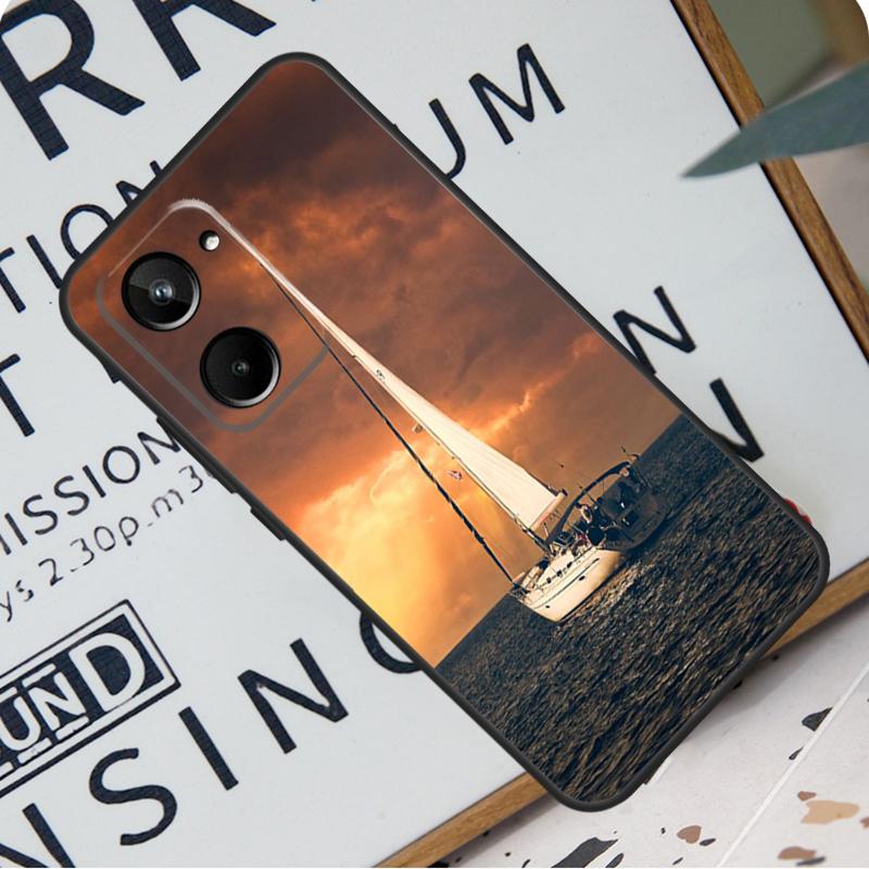 Yacht Sailing Boat Sunset For Realme 12 Pro Plus 9 10 11 GT5 C51 C31 C67 C55 C53 C35 C33 C30 C21Y C25s GT Neo 6 Case