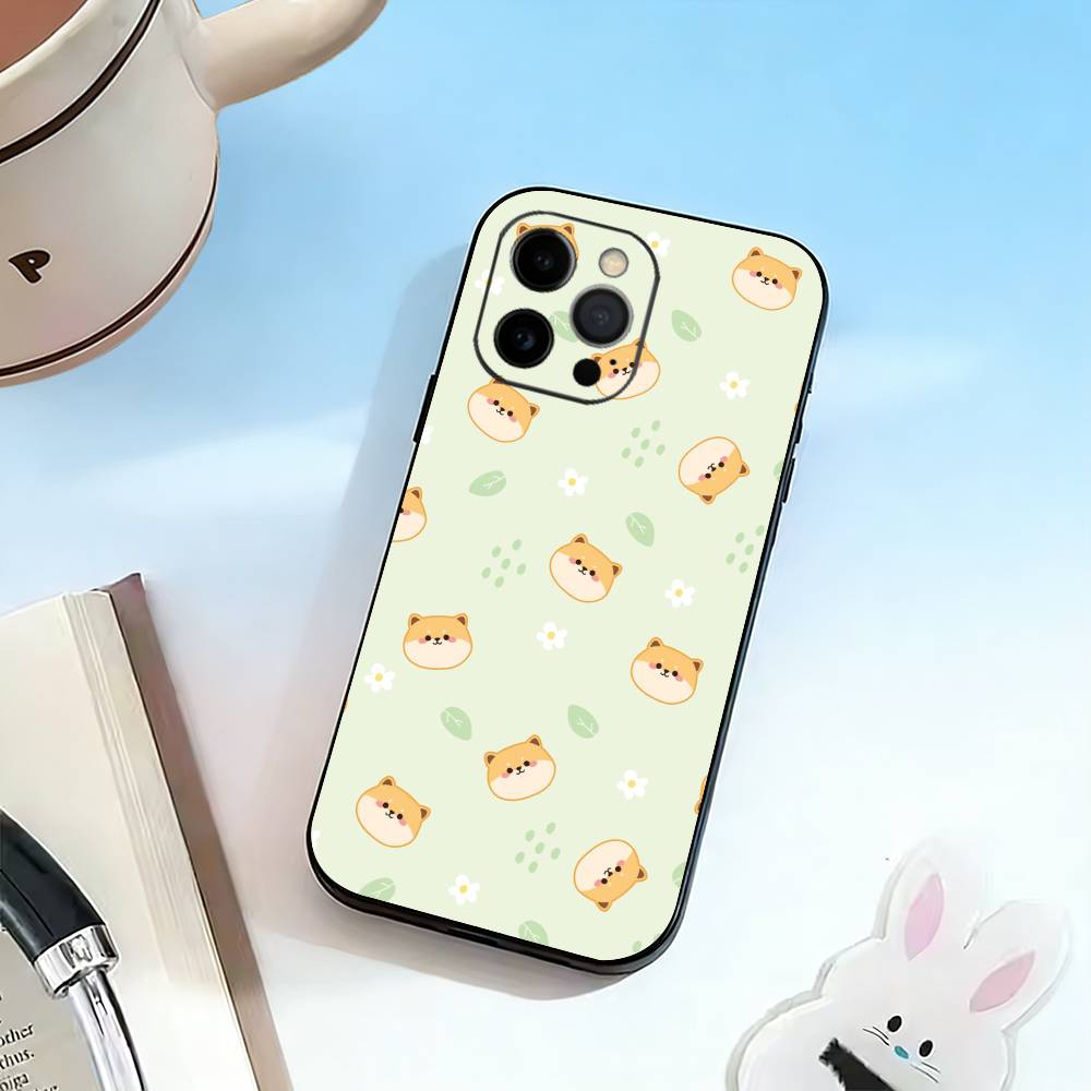 Cute Dog Shiba Inu  Phone Case For iPhone 17,16,15,14,13,12,11 Plus,Pro Max,XS,Soft Silicone Black Cover
