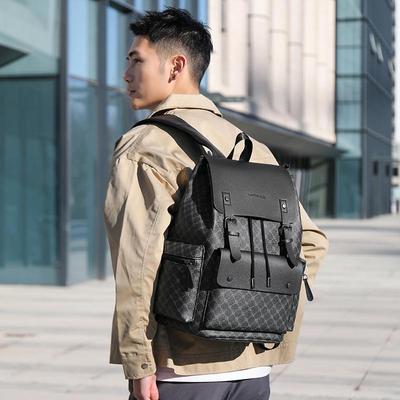 Herren Rucksack mit großem Fassungsvermögen im Karomuster für Pendler, für Geschäft und Reise
