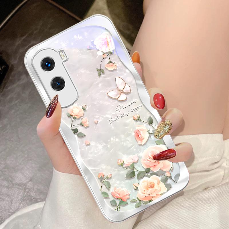 Butterfly Shell Pollen For Honor 200 90 8X 9X Pro Lite P50 P40 Nova 10 11i P60 Magic4 6 Mate 20 50 Tempered Glass Phone Case