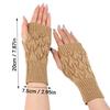 Knit Gloves Textured Leaf Design Soft Acrylic Fabric Cold Weather Fingerless Handwear Unisex Solid Color