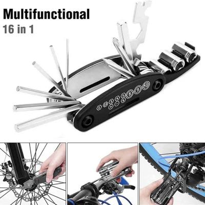 Ferramenta Multiuso para Bicicleta 16 em 1 Portátil Ferramentas Multifuncionais Manutenção de Emergência Reparo Ciclismo Bicicleta de Montanha Ferramentas Multiuso para Bicicleta