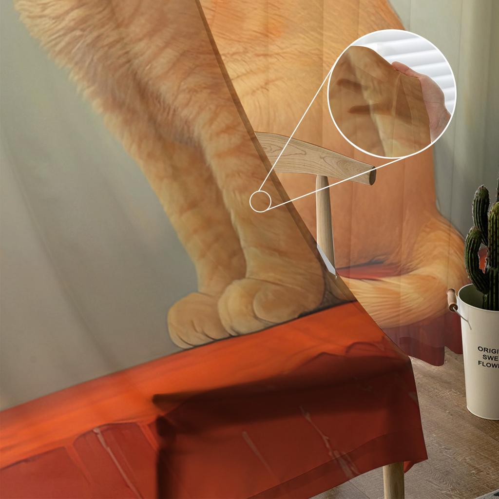 Cat'S Tattered Walls Sheer Curtains for Living Room Decoration Window Curtains for Kitchen Tulle Voile Organza Curtains