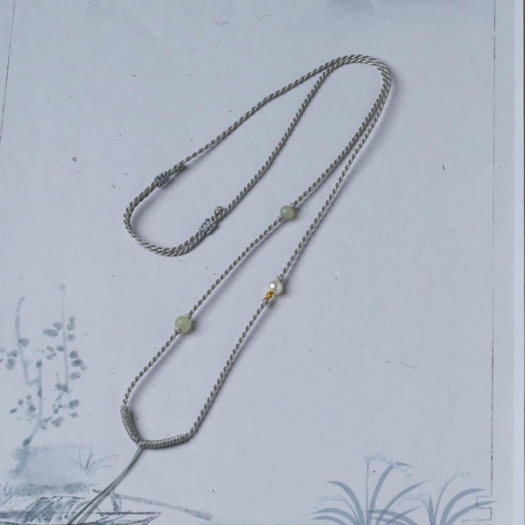 Adjustable Hand-Woven Vajra Knot Jade Pendant Necklace Lanyard