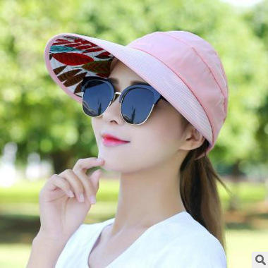 Women's Summer Casual Versatile Travel UV Protection Korean Version Summer Foldable Sunscreen Pearl Empty Top Sun Hat