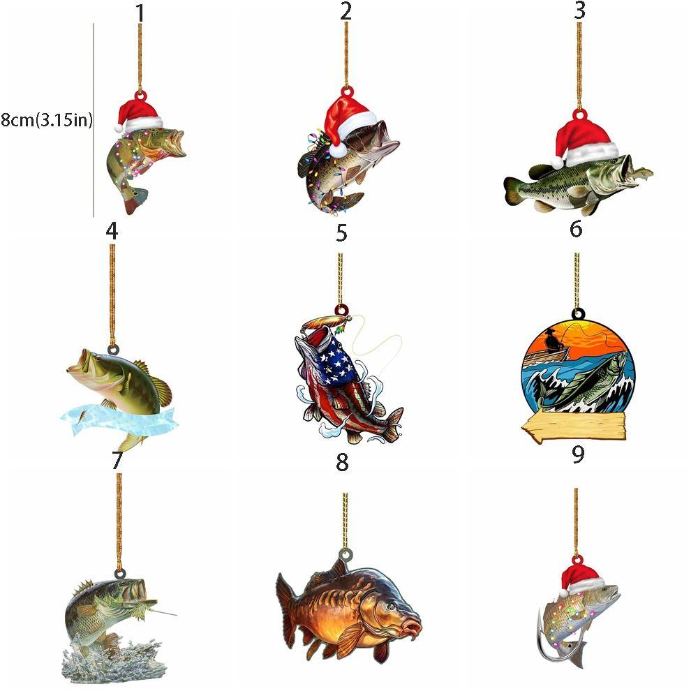 2D Vánoční rybí přívěsek Akrylová ryba Závěsná ozdoba Akrylové rybí ozdoby Párty dekorace