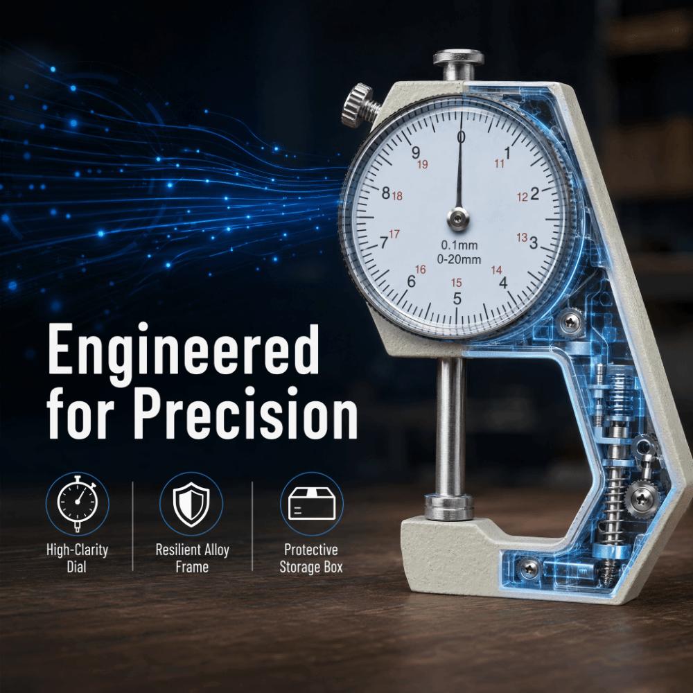 0-20mm Range Thickness Gauge Flat Head Design Flat Head Thickness Gauge  For Leather Measurement