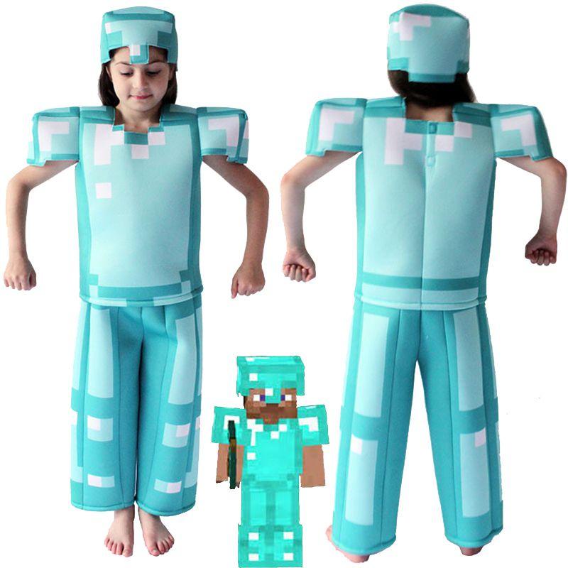 Vibrant Minecraft Steve Armor Costume For Boys And Girls Perfect For Halloween Parties