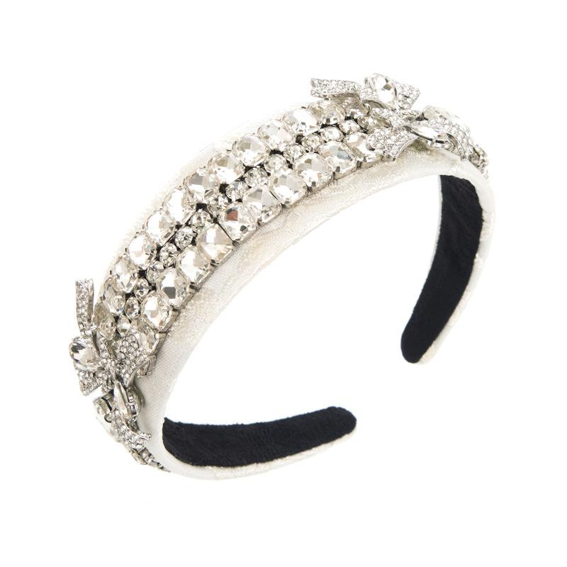 Women's Hairband Heavy Craft Bow Colored Drill Vintage Embroidery Palace Wide Edge Headwear