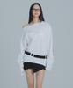 Peulaentigseobiseu One-Shoulder Shirred Long Sleeve - White