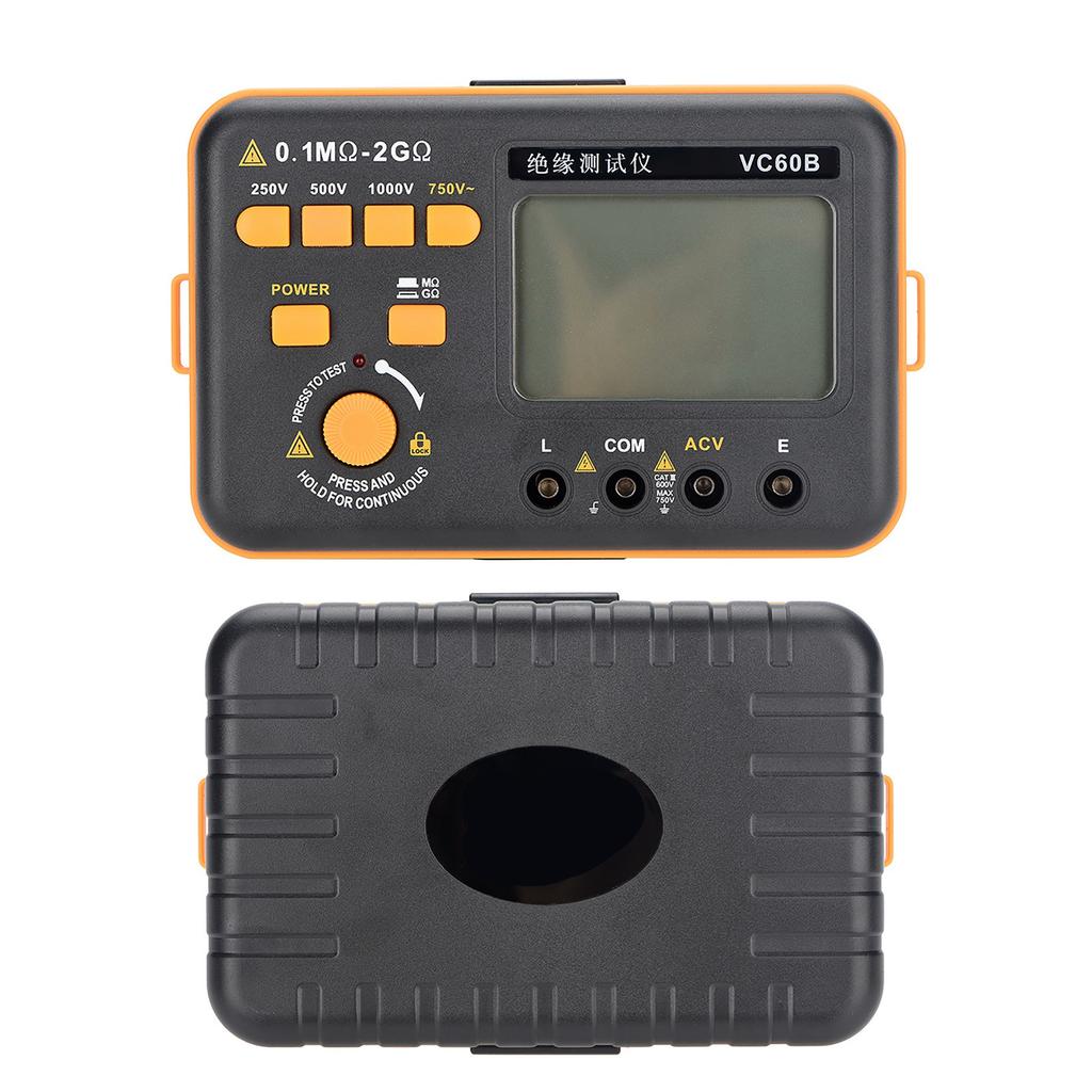 VC60B LCD Digital Isolasjonsmotstandstester MegOhm Meter Testere Måler 200M Ohm 2G Ohm