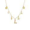Ocean Theme Gold Charm Necklace with Initial Shells Letter Pendant Suitable for Surfer Girls and Beach Enthusiasts