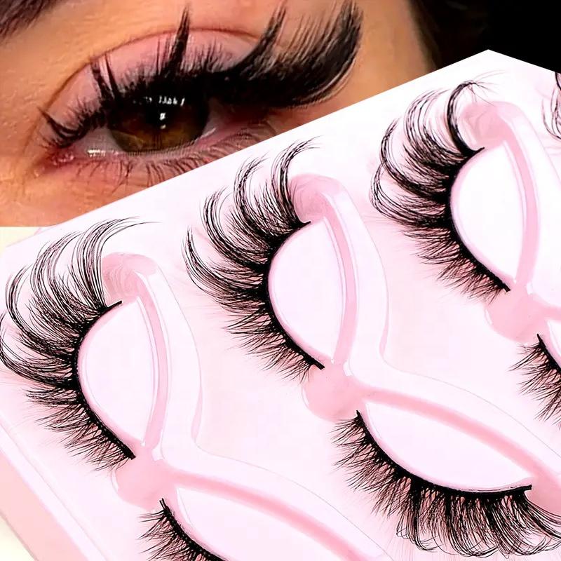 Reusable Easy to Clean fox 3D Artificial Eyelashes with Fluffy cat Eye Appearance Slanting and Slender Long False Eyelashes