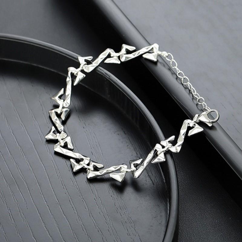 Silver Geometric Twisted Thorn Line Chain Bracelet for Women Men Niche Design Hiphop Bracelets Party Jewelry Accessories