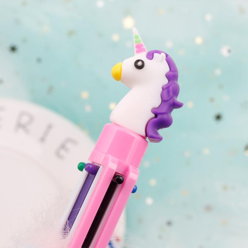 6-color-in-1 Rainbow Plush Ballpoint Pen 0.5mm Colorful Ink Writing Pen Cute Creative Stationery for Girl Kawaii School Supplies