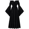 Bare Boat Neck Shoulder Ruffled Long Sleeves Renaissance Maxi Dress Cosplay Set