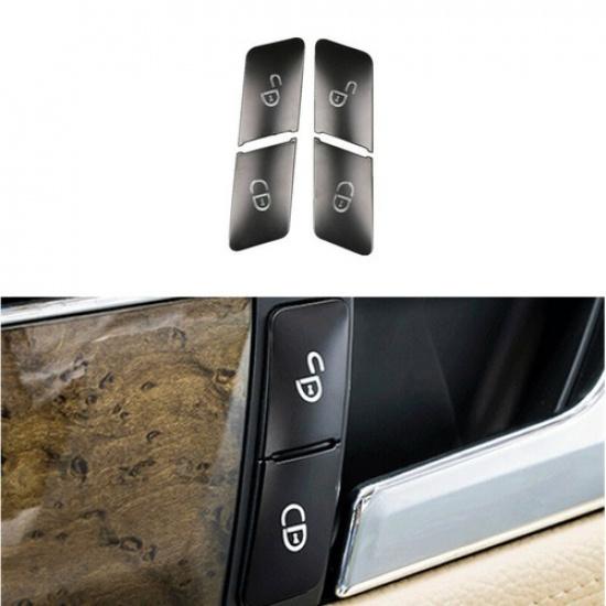 4x Black Car Side Door Lock Unlock Switch Button Sticker for Benz E Class W212