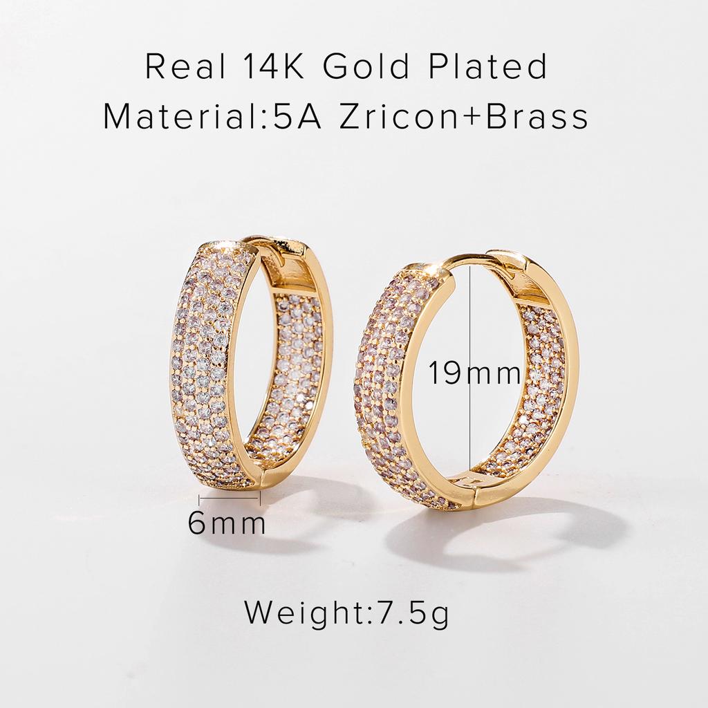 INS Brass Hoop Huggies Earrings Small Large Circle Hoops Jewelry Diamond Earrings Women Girls Gold Hoop Earrings