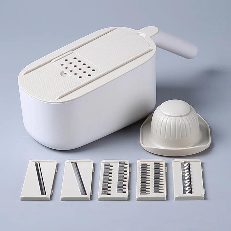 

Multi-use Potato Carrot Cucumber Mandoline Slicer Cutter Grater Shredders with Strainer / Kitchen Fruit and Vegetable Tools хаки