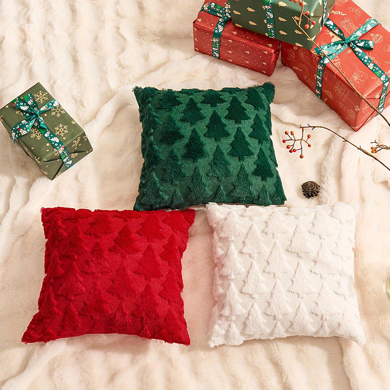 Christmas Tree Pillow Cover Christmas Plush Festive Home Decoration Sofa Cushion Pillowcase
