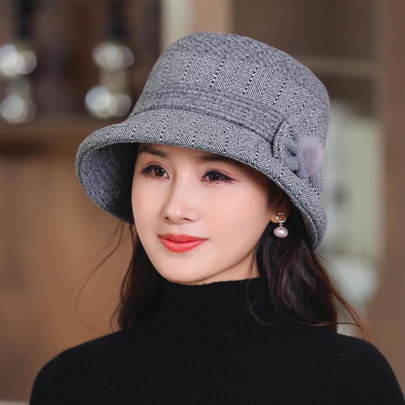 

Мамина шапка Жіноча Сезонна Панама Універсальна Шапка-відро Повсякденна Шапка з бантом Тепла Шапка для літньої людини M（56-58cm） темно-сірий