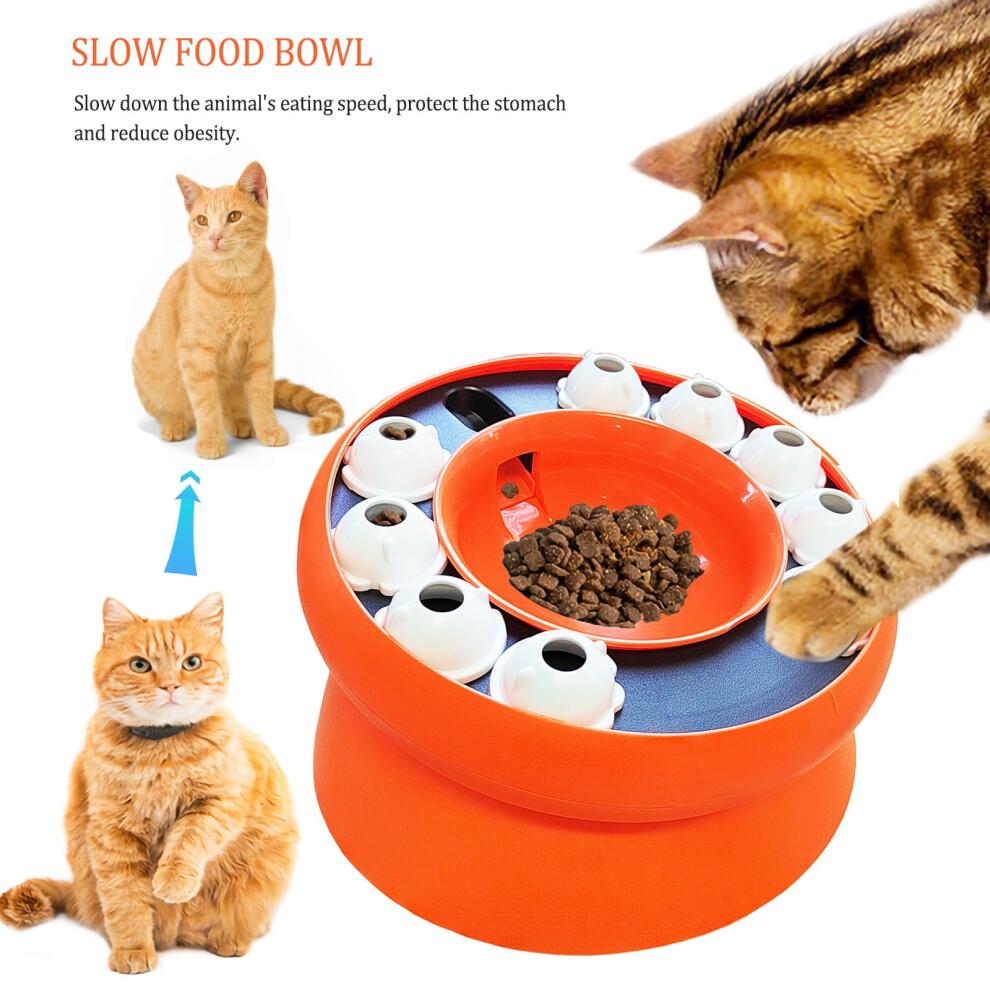Smart Cat Puzzle Toy, Slow Feeder Bowl with Stand, Non-Slip Dog & Cat Food Dispenser, Compatible with Small Pets