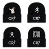 Cr7 Printed Knit Black Hat Warm And Stylish Winter Headwear For Men And Women