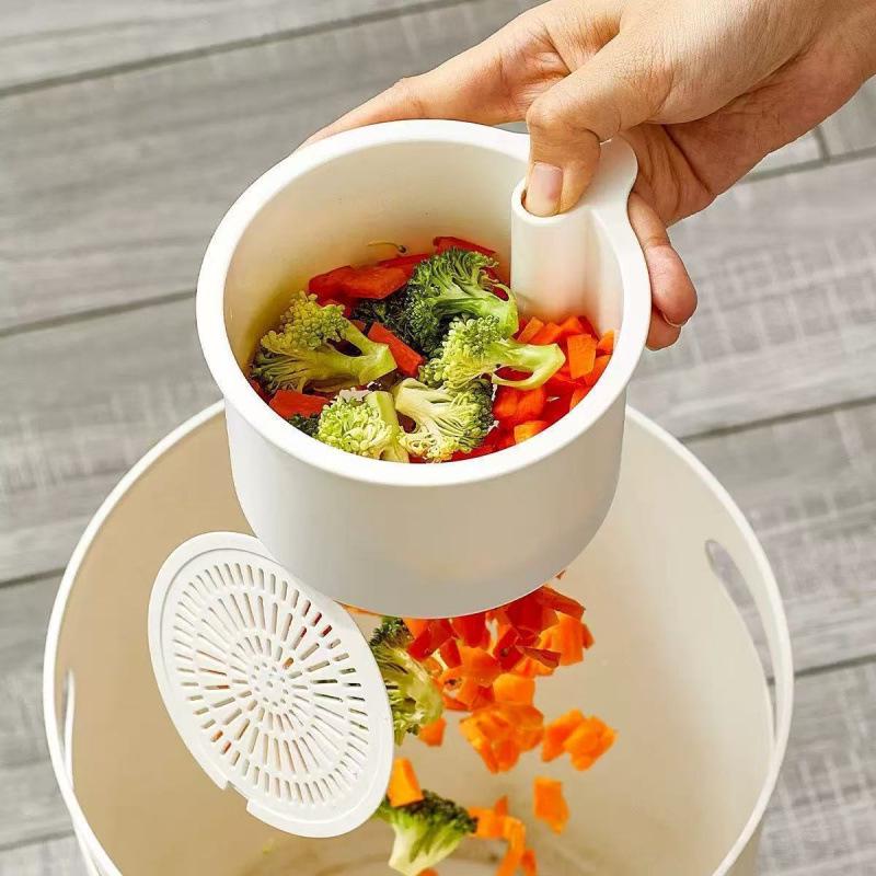 Kitchen Sink Hanging Basket - Leak-Proof Vegetable Washer and Anti-Clog Draining Bowl with Storage Shelf.