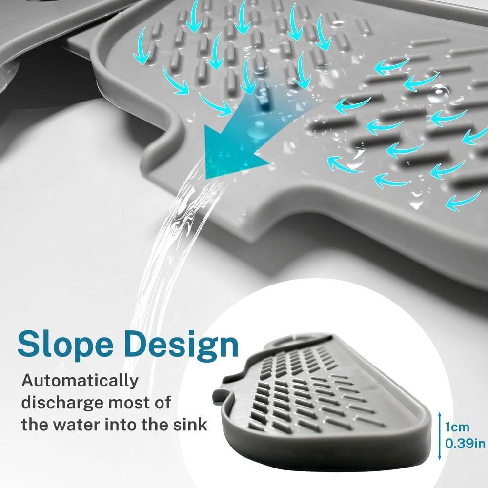 Slope Shape Sink Splash Guard Rotatable Faucet Drip Catcher Tray Sink Faucet Mat  Kitchen Sink