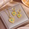 Top Luxury Gold Plated Copper Pendant Necklaces Earrings For Women Trendy Fashion Female Jewelry Set Girls Clavicle Chain