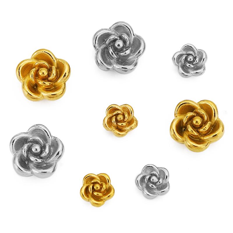 5pcs Stainless Steel Spacer Bracelet Flower Beads With Hole 5 8 Mm Never Fade PVD Necklace Beads For DIY Jewelry Making Findings