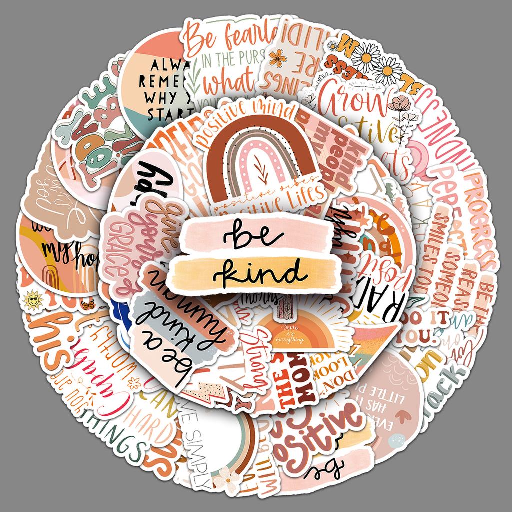 50 Boho Style Inspirational English Personalized Text Guka Hand Account Decorative Suitcase Stickers