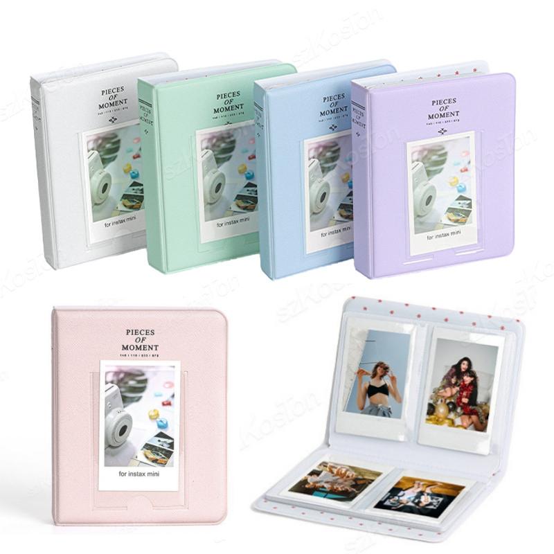 3 Inch Portable Photo Album 64 Pockets Instax Mini PU Leather Binder Photocards Photo Album for Fujifilm Instant 12//11/9 Camera