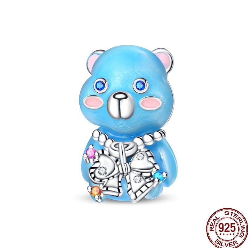 Copper Magician Circus Playing Cards Teddy Bear Charm Beads Suitable Fit Pan Original Bracelet Diy Jewelry