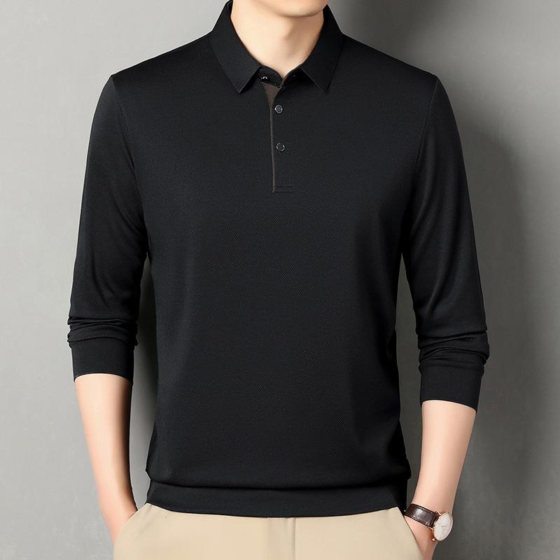

Весенняя мужская рубашка поло с длинным рукавом, однотонная, с отложным воротником, модная, деловая, повседневная, мужская, пуловер, рубашка для гольфа, футболки 4XL