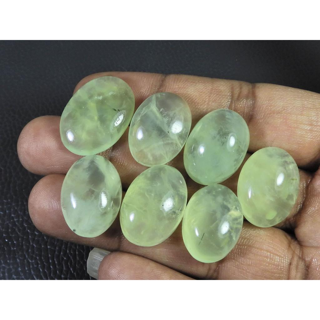 20-25 MM Natural Prehnite Ring Size Oval Cabochon Loose Gemstone 07Pcs Lot C-1736