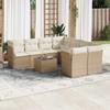 Vidaxl 9-Cz. Garden Furniture Set With Cushions, Beige, Poly Rattan