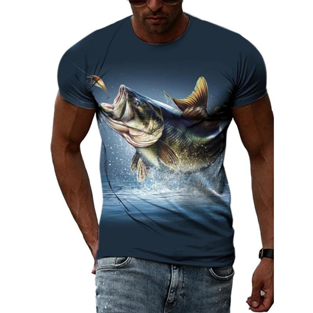 Summer Men's Fun Animal Print Oversized Loose Casual T-shirt Fashionable Comfortable Soft Breathable Short Sleeved T-shirt