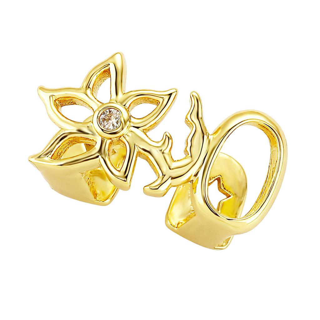 Adjustable Copper Plated Flower Cutout Teeth Covers Convenient Accessory Decoration for Street Styles Lovers Wear
