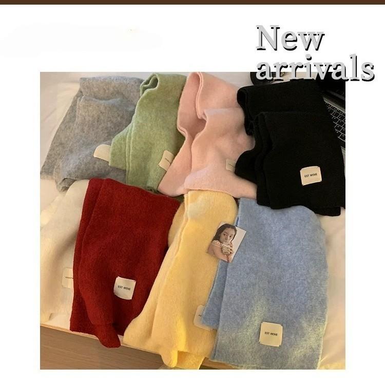 Korean Style Solid Color Knitted Scarf for Women, New Winter High-End Wool Scarf, Student Atmosphere Neck Protector Neck Warmer