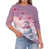 Women's Fashion Casual Christmas Print Round Neck Solid Color Long Sleeve Top