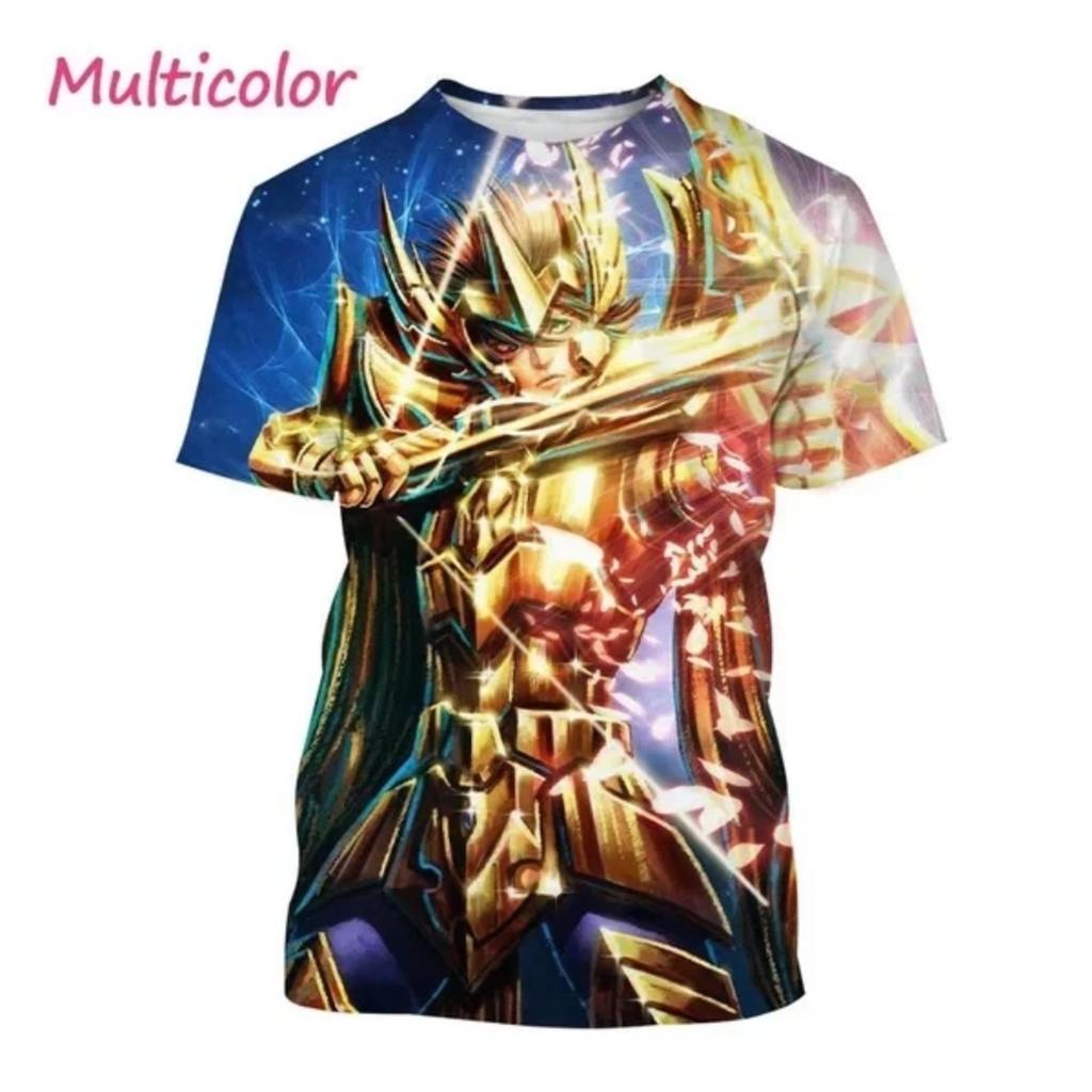 2024 Den nyeste sommerens mote Harajuku Barne tegneserie Toppselgende Saint Seiya Trykket T-skjorte 3D Unisex Kortermet Topp