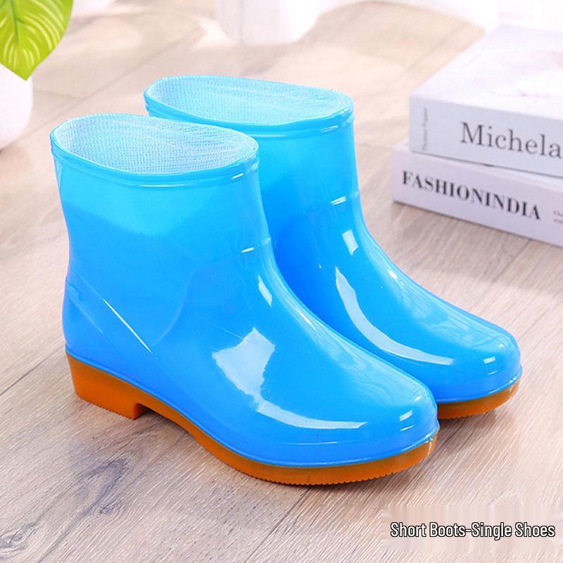 Women's Oxford Sole Waterproof Short Rain Boots - Non-Slip Fashion Outerwear Rubber Shoes