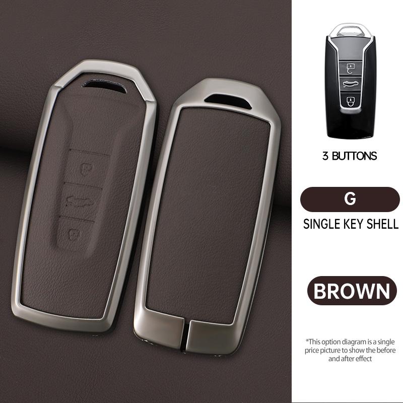 Styling Mouldings Leather Car Remote Key Case Fob Cover Holder Shell Bag For VW Volkswagen Touareg 2019 2020 2021 2022 Auto Keyc